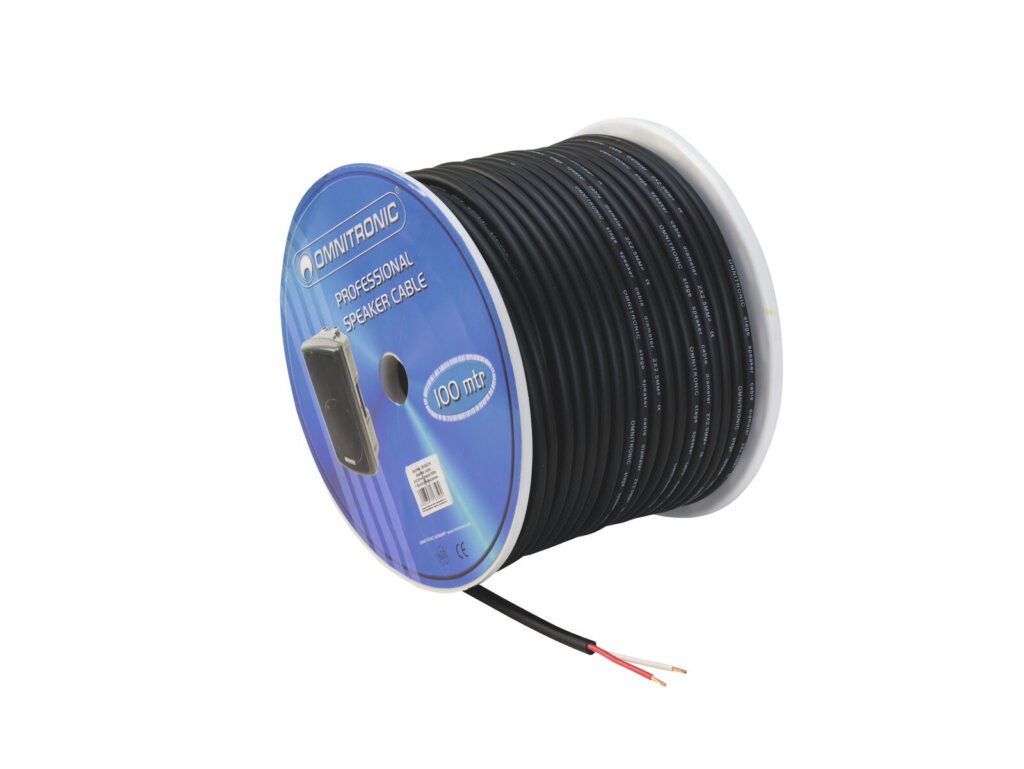 Kolonėlių kabelis Omnitronic Speaker Cable 2x 1.5mm, 100m bk durable