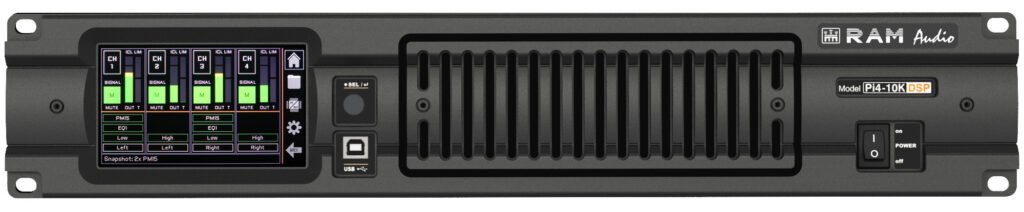 Daugiakanalis stiprintuvas su DSP procesoriumi RAM Audio Pi4-10K, 4x 2500W/4 Ohm