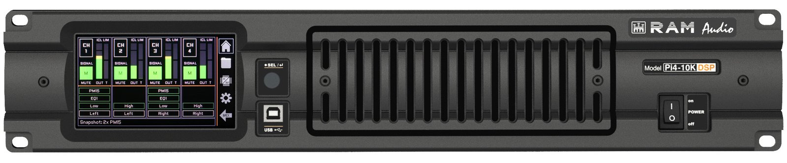 Daugiakanalis stiprintuvas su DSP procesoriumi RAM Audio Pi4-10K, 4x 2500W/4 Ohm - Image 1